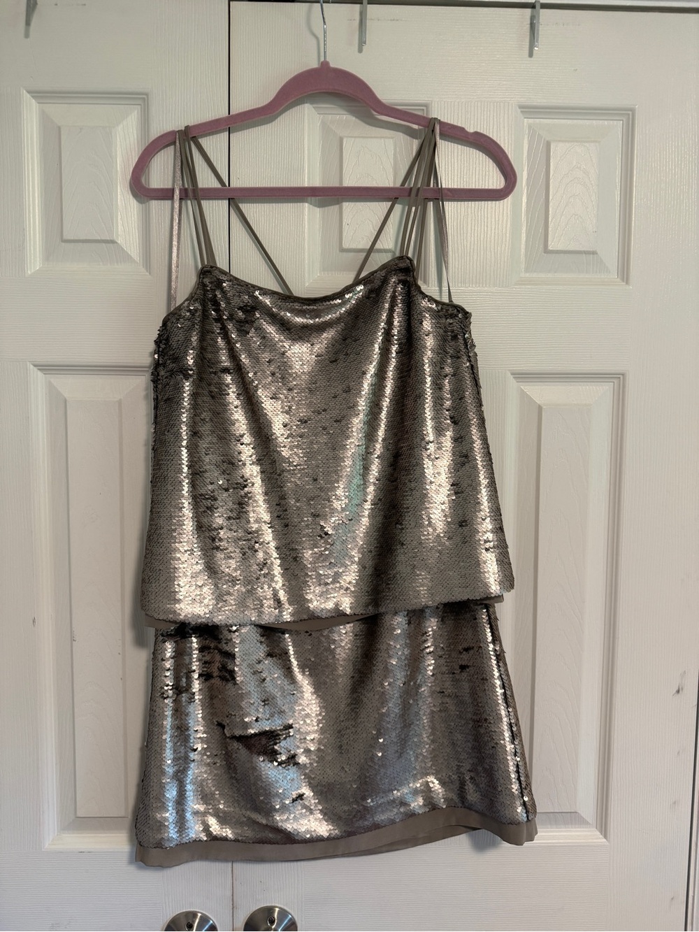 Banana Republic Silver Sequin Cami Layered Slip